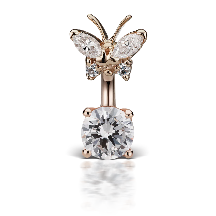 Cubic Zirconia Butterfly and 6mm Solitaire Barbell - Image 14