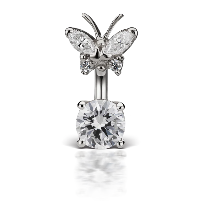 Cubic Zirconia Butterfly and 6mm Solitaire Barbell - Image 3