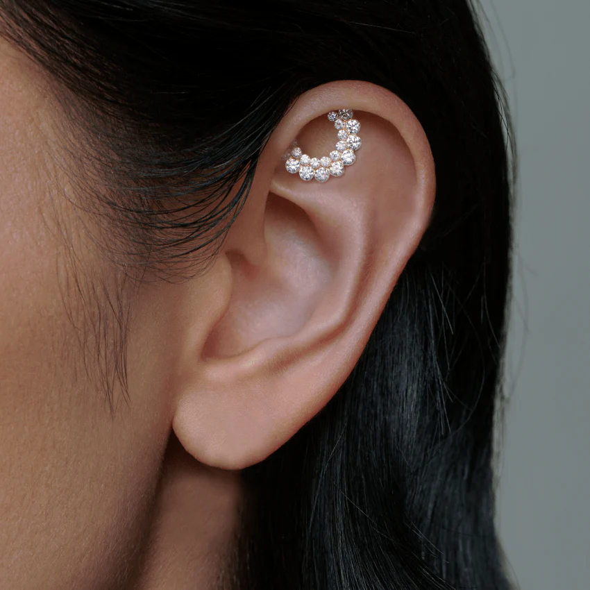 Demi Apsara Invisible Set Diamond Threaded Stud Earring - Image 12
