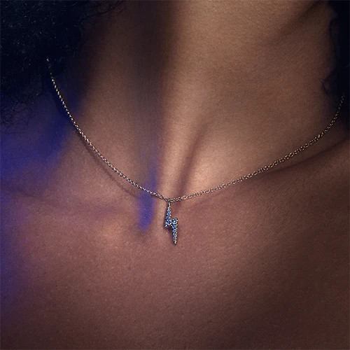 Diamond and Sapphire Lightning Bolt Necklace - Image 7