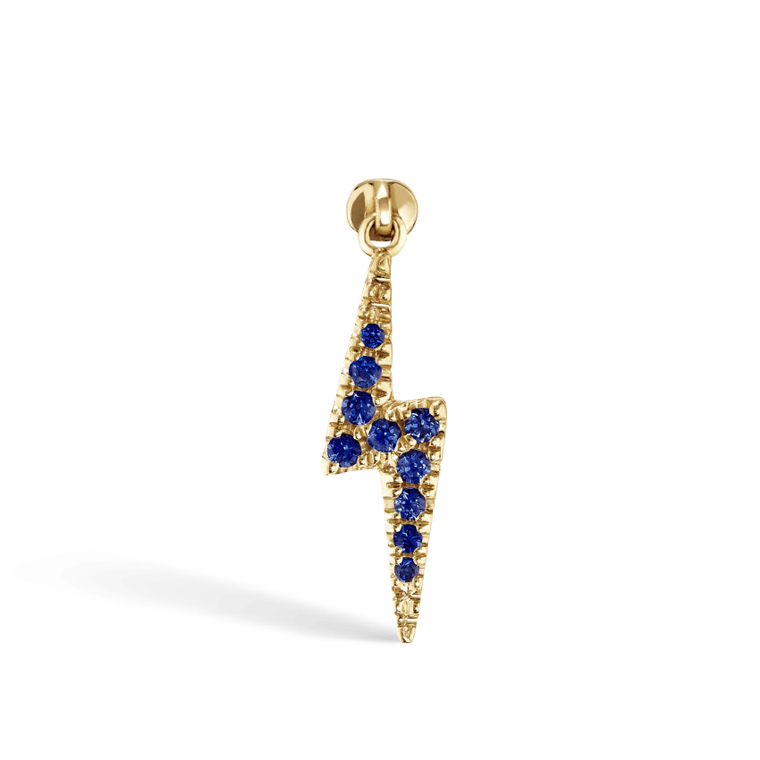 Diamond and Sapphire Lightning Bolt Threaded Charm Earring - Image 11