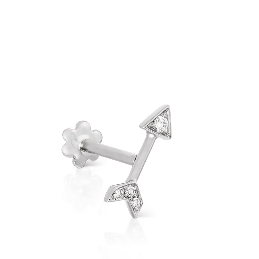 Diamond Arrow Threaded Stud Earring With Titanium Backing