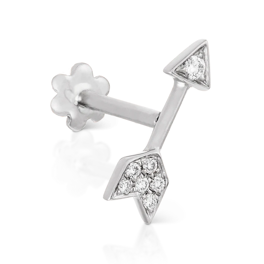 Diamond Arrow Threaded Stud Earring With Titanium Backing - Image 4