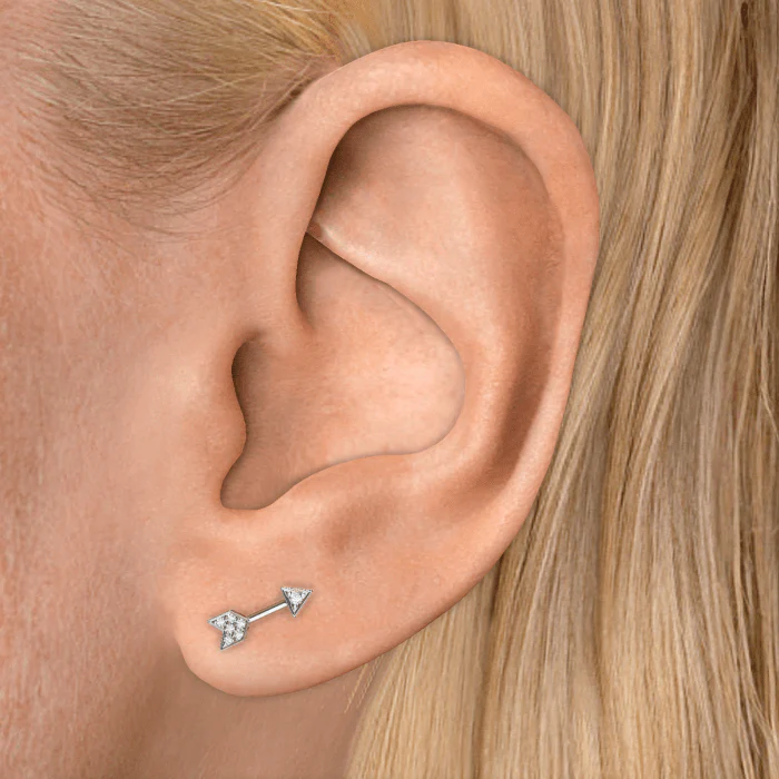 Diamond Arrow Threaded Stud Earring With Titanium Backing - Image 5