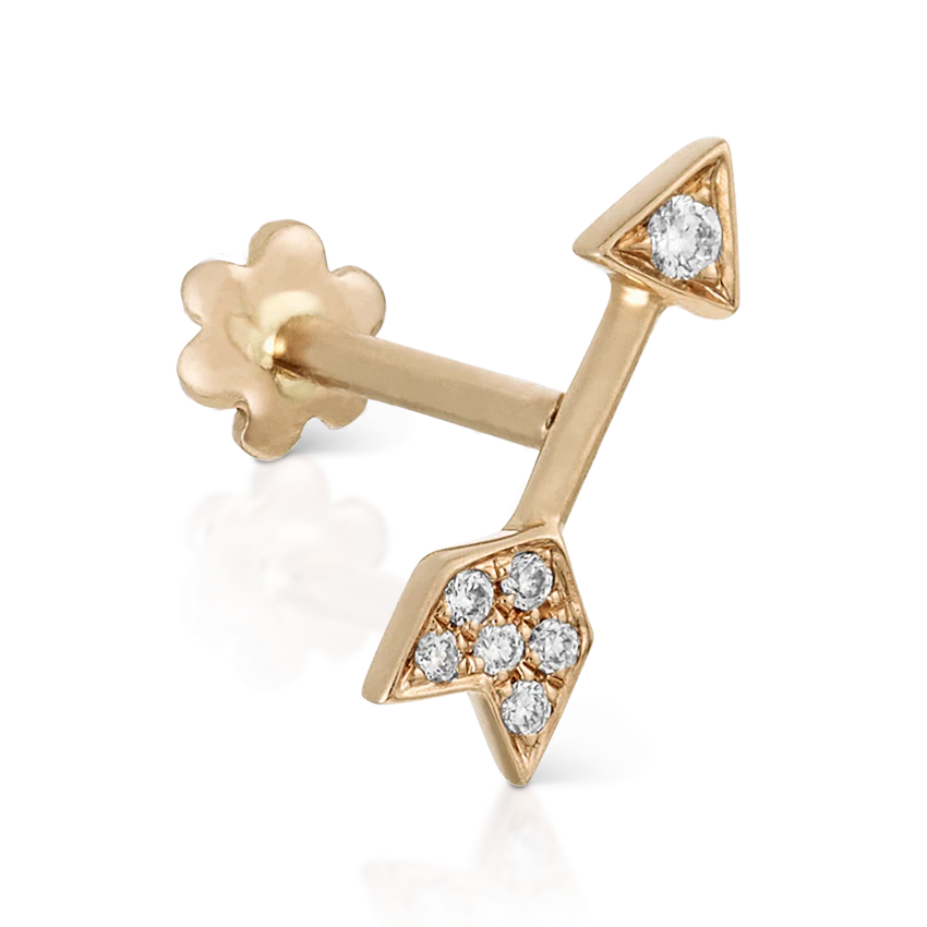 Diamond Arrow Threaded Stud Earring With Titanium Backing - Image 7