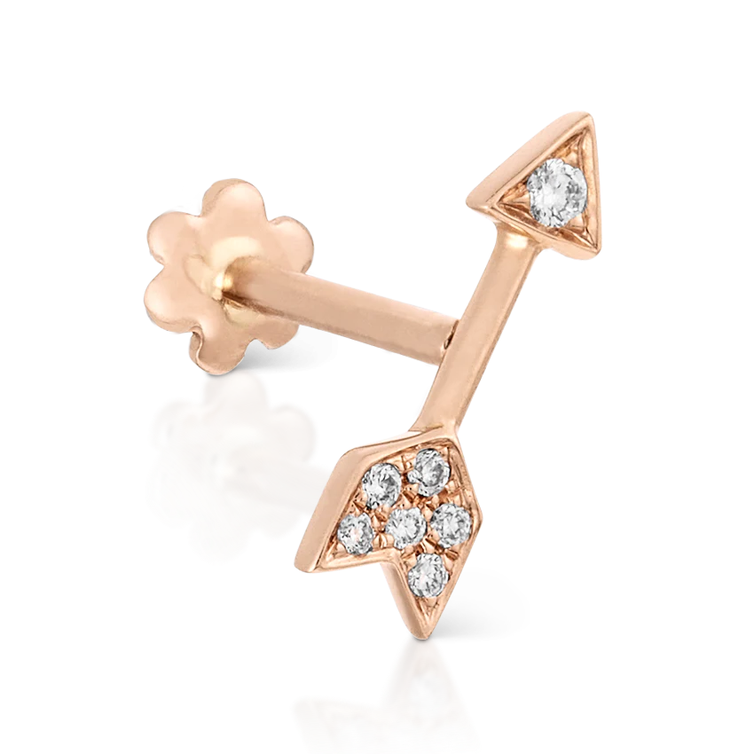 Diamond Arrow Threaded Stud Earring With Titanium Backing - Image 9