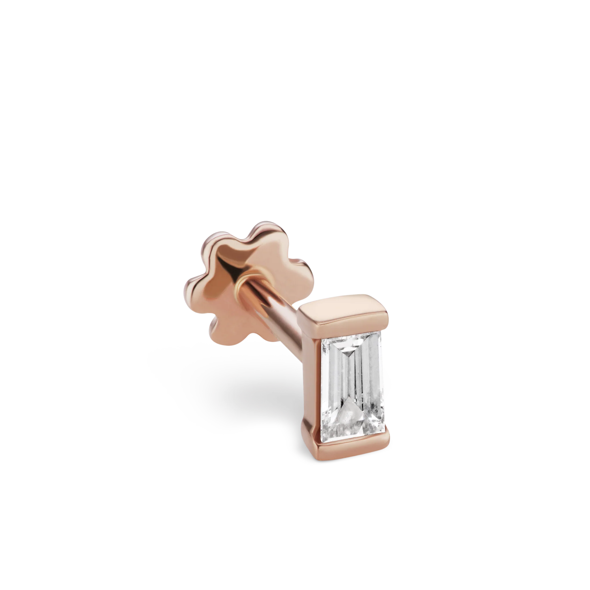 Diamond Baguette Threaded Stud Earring - Image 19