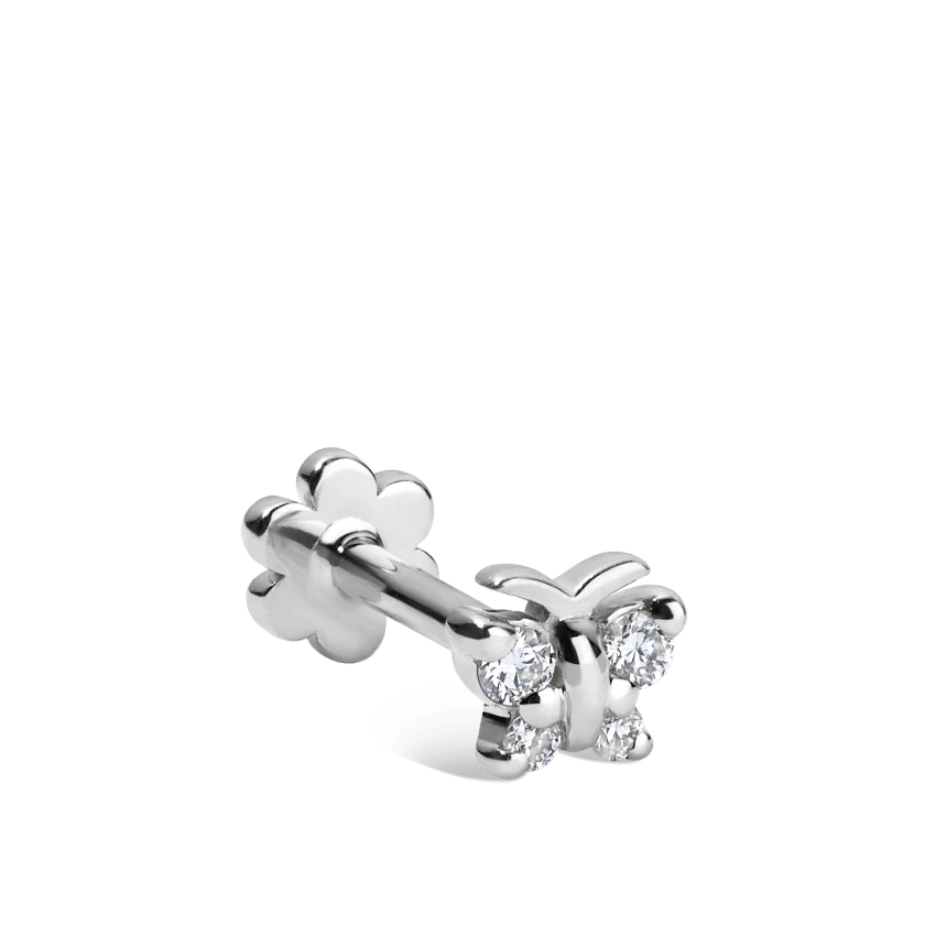 Diamond Butterfly Threaded Stud Earring