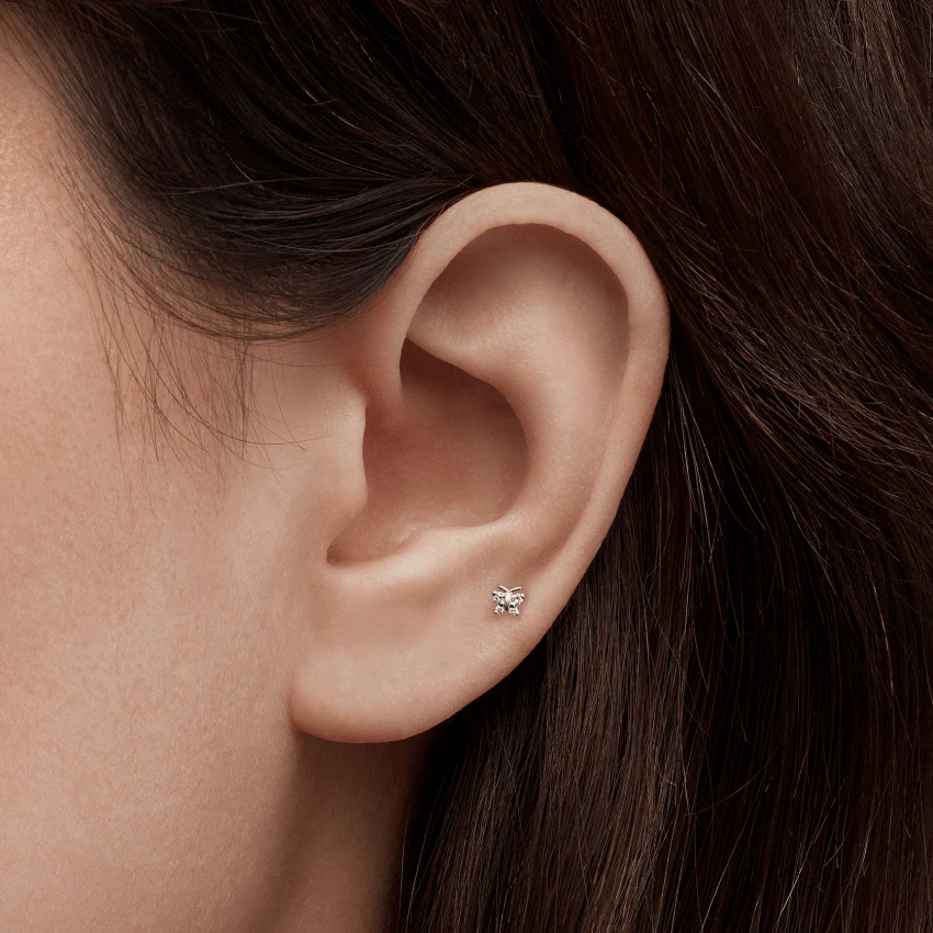 Diamond Butterfly Threaded Stud Earring - Image 14
