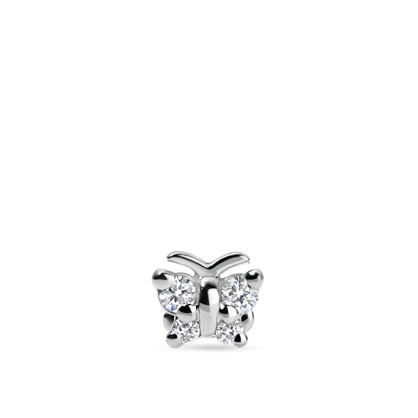 Diamond Butterfly Threaded Stud Earring - Image 6
