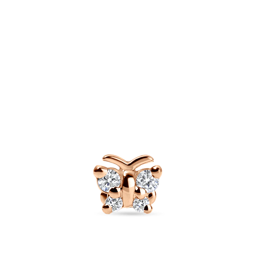 Diamond Butterfly Threaded Stud Earring With Titanium Backing - Image 16