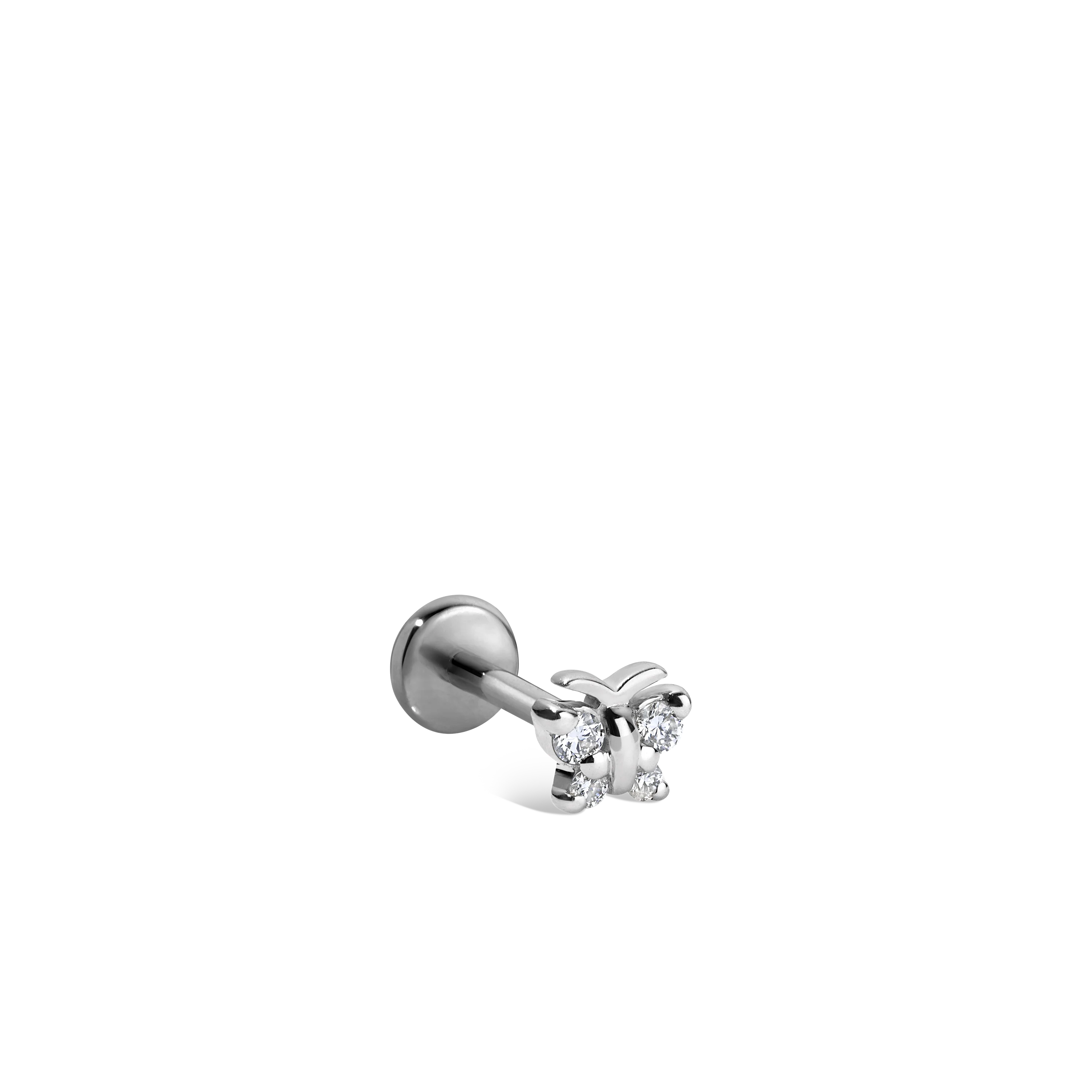 Diamond Butterfly Threaded Stud Earring With Titanium Backing - Image 18