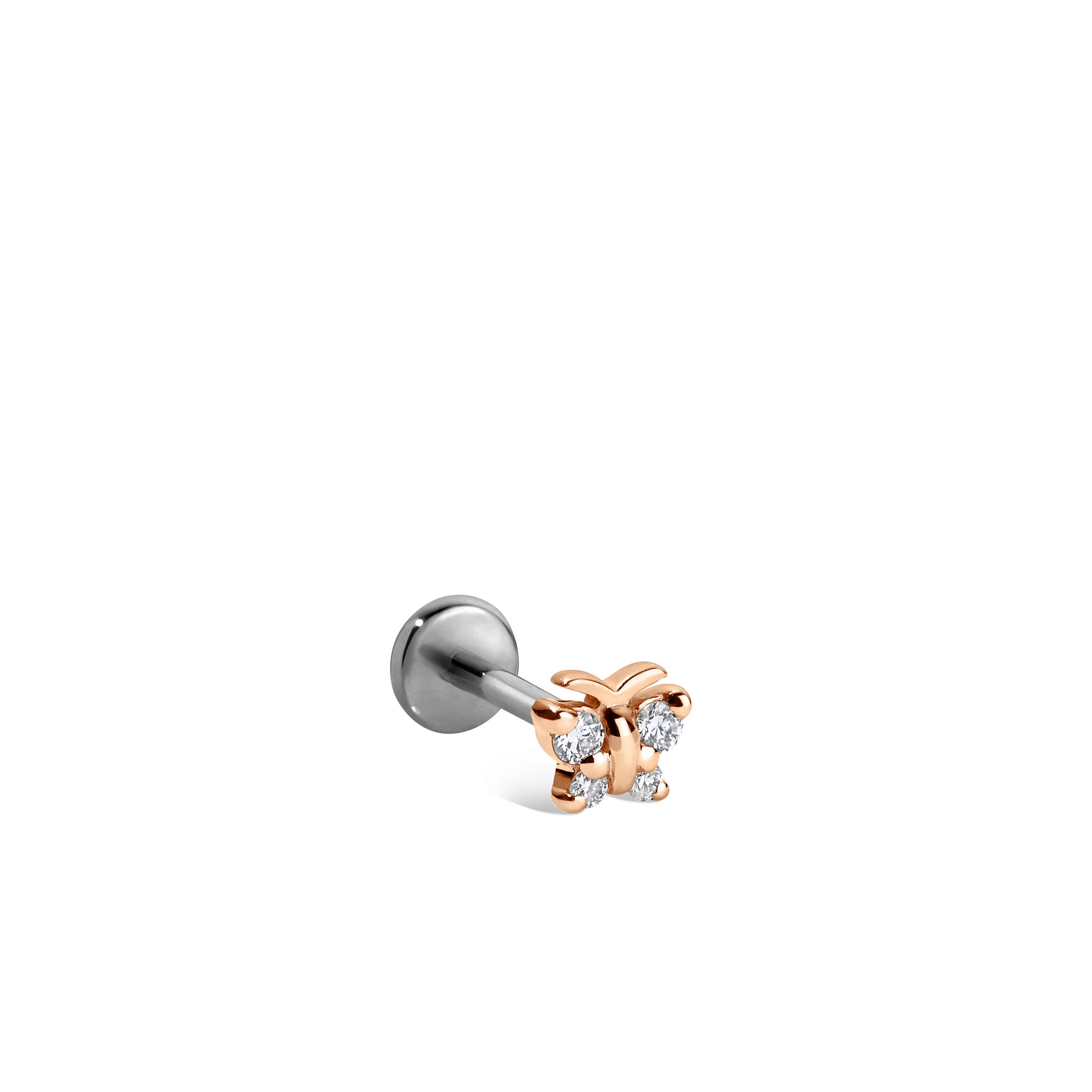 Diamond Butterfly Threaded Stud Earring With Titanium Backing - Image 19