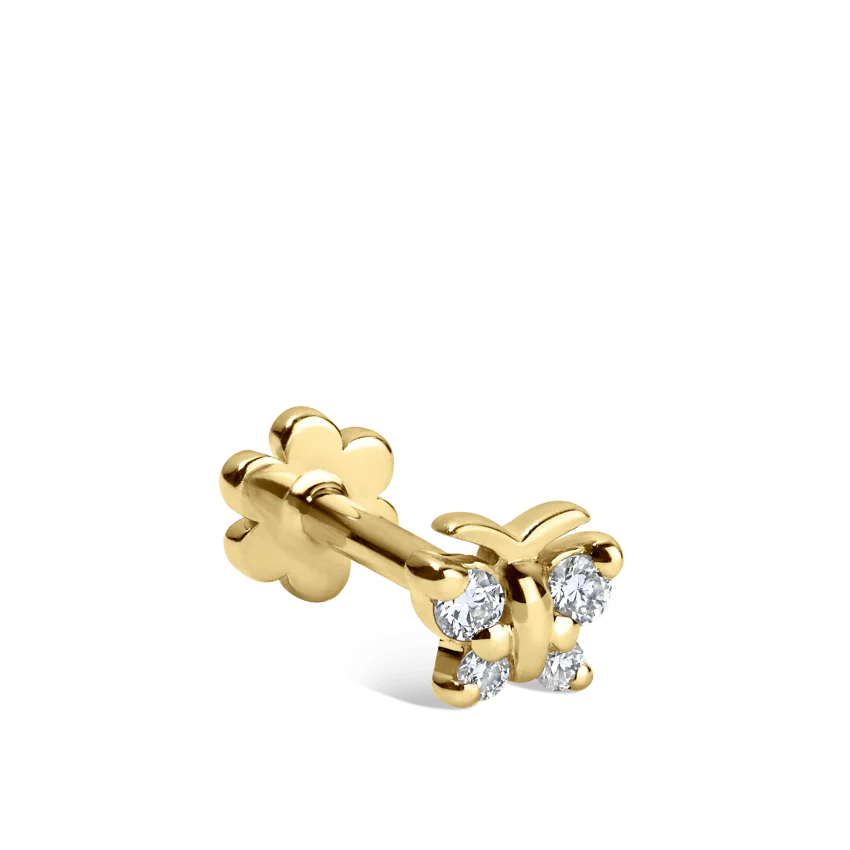 Diamond Butterfly Threaded Stud Earring With Titanium Backing - Image 7