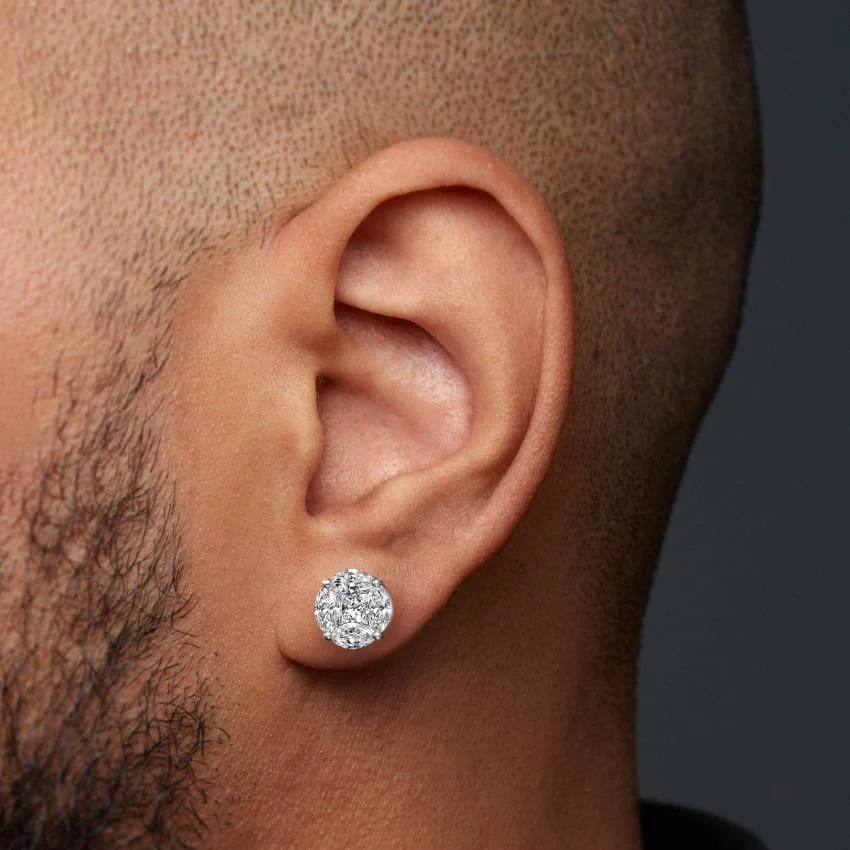 Diamond Cluster Stud Earring - Image 8