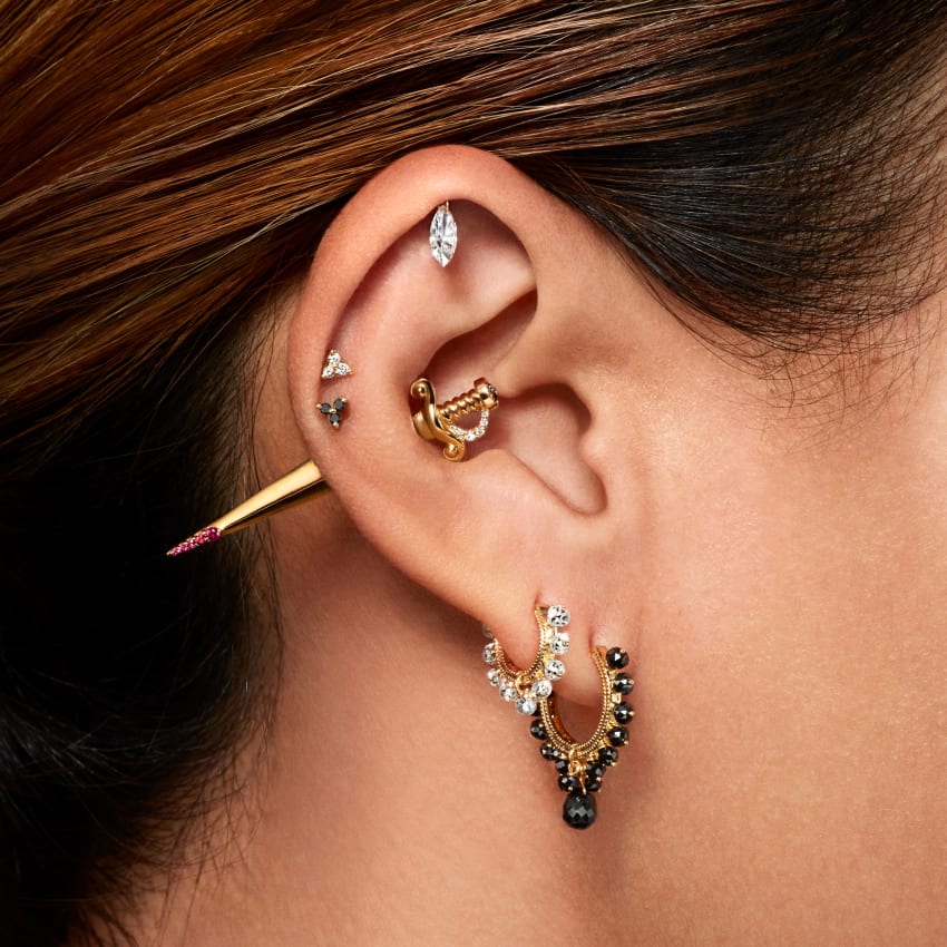 Diamond Coronet Hoop Earring - Image 5