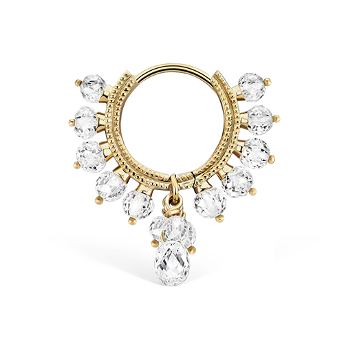 Diamond Coronet with Briolette Hoop Earring - Image 14