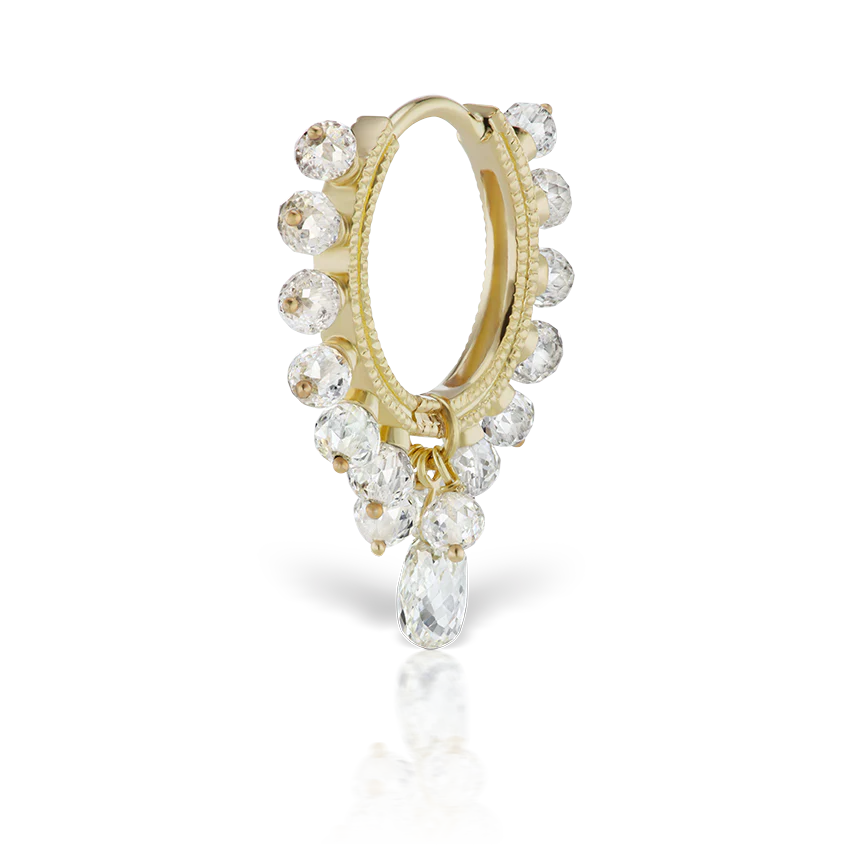Diamond Coronet with Briolette Hoop Earring - Image 16