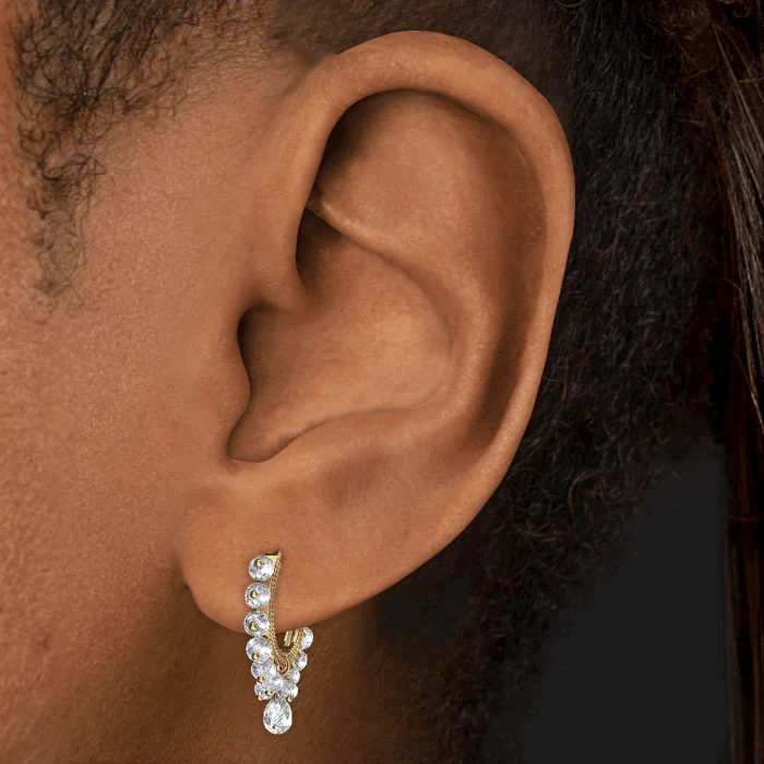 Diamond Coronet with Briolette Hoop Earring - Image 19
