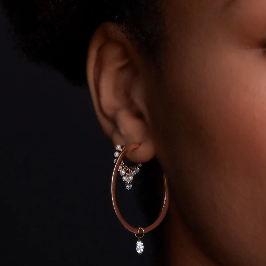 Diamond Coronet with Briolette Hoop Earring - Image 28