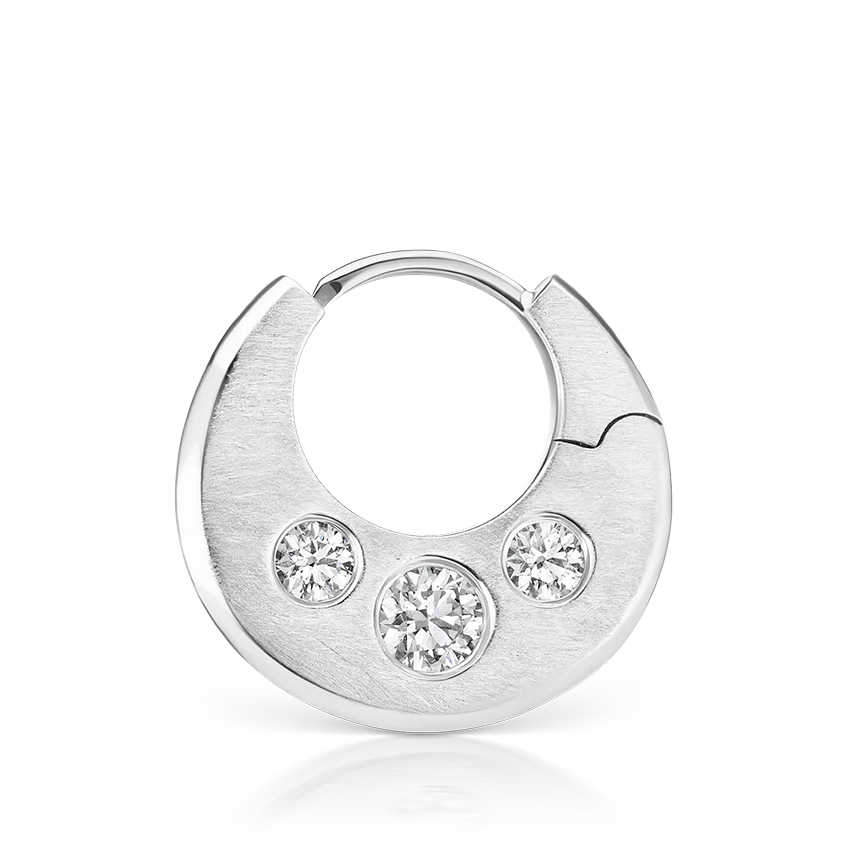 Diamond Crescent Reversible Hoop Earring