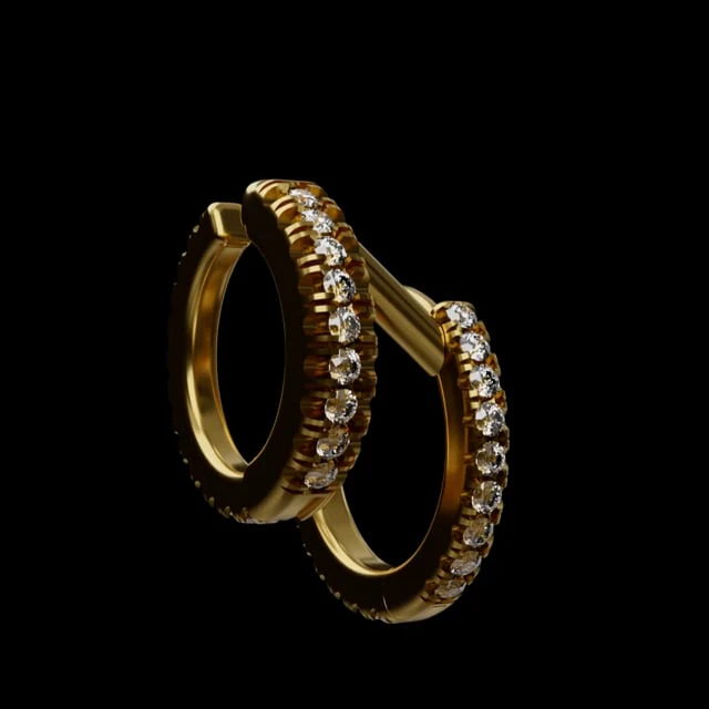 Diamond Double Linked Eternity Hoop Earring and Cuff - Image 15
