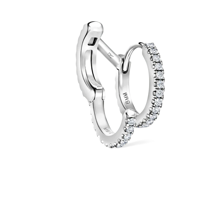 Diamond Double Linked Eternity Hoop Earring and Cuff - Image 9