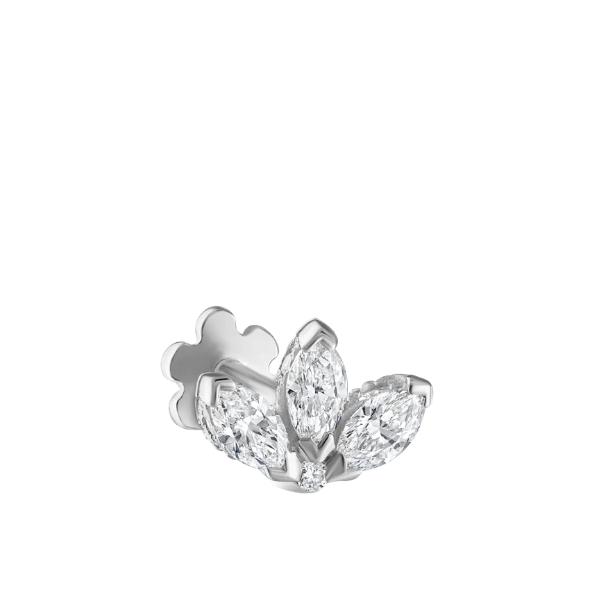 Diamond Engraved Lotus Threaded Stud Earring - Image 10