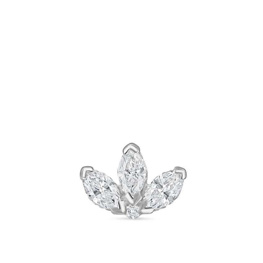 Diamond Engraved Lotus Threaded Stud Earring - Image 17