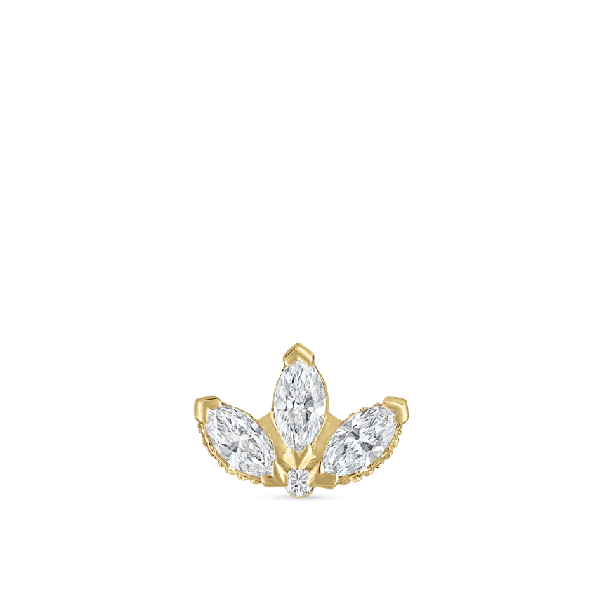 Diamond Engraved Lotus Threaded Stud Earring - Image 33
