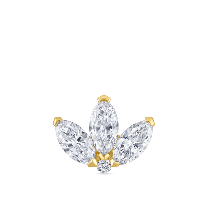 Diamond Engraved Lotus Threaded Stud Earring - Image 48