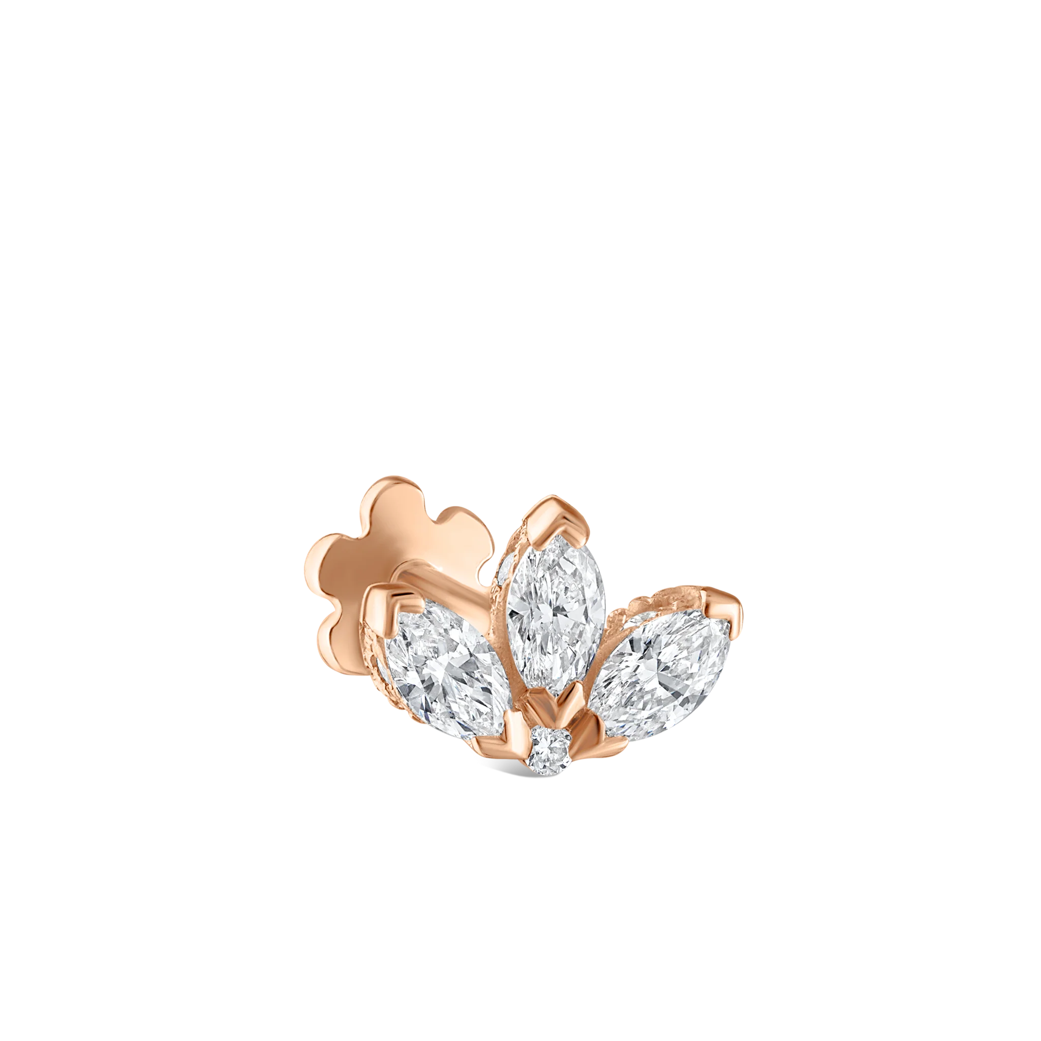 Diamond Engraved Lotus Threaded Stud Earring - Image 75