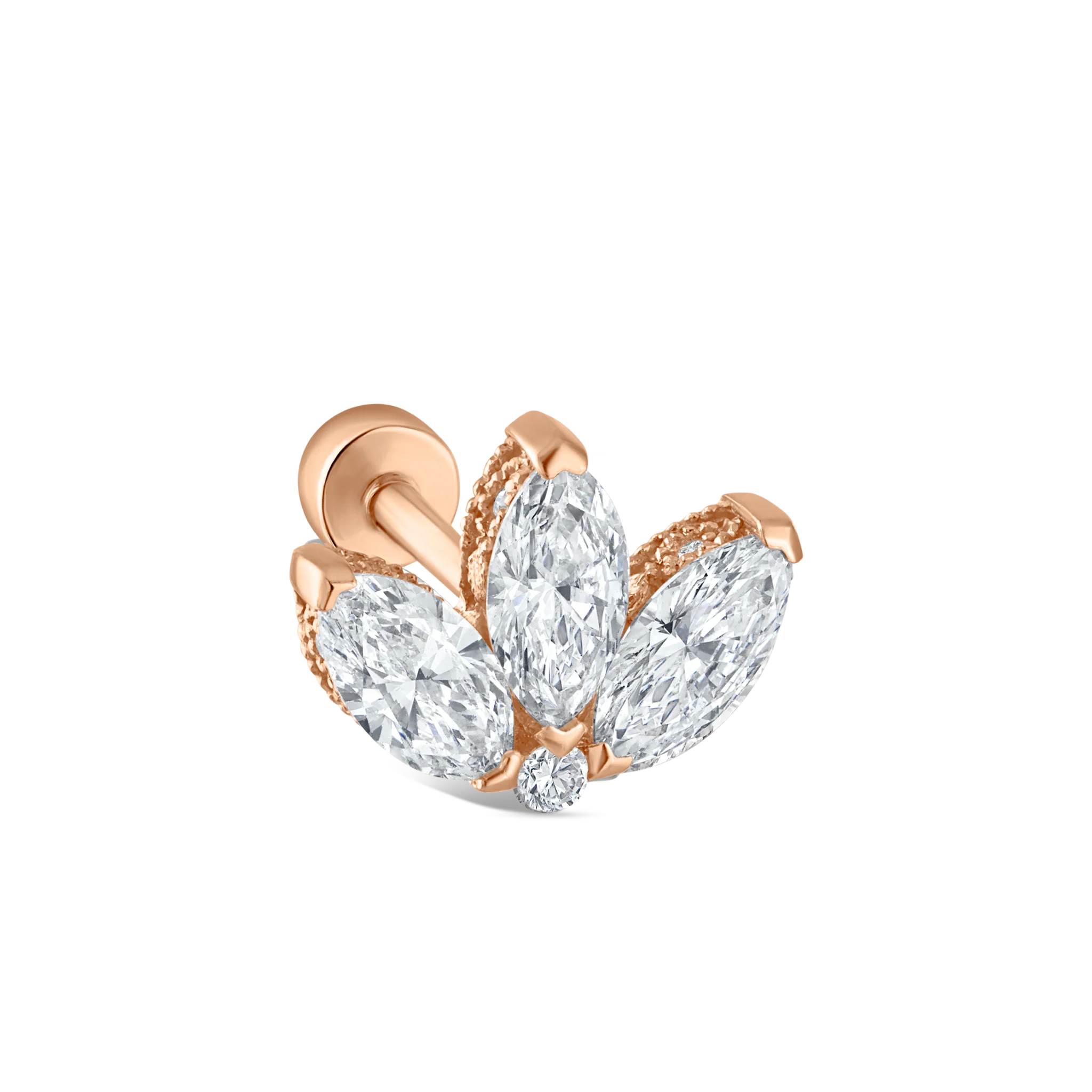 Diamond Engraved Lotus Threaded Stud Earring - Image 78