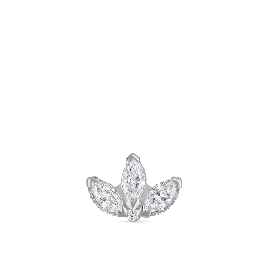 Diamond Engraved Lotus Threaded Stud Earring - Image 9