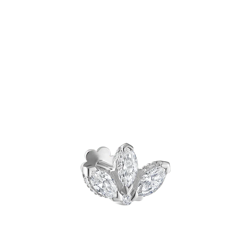 Diamond Engraved Lotus Threaded Stud Earring With Titanium Backing - Image 2