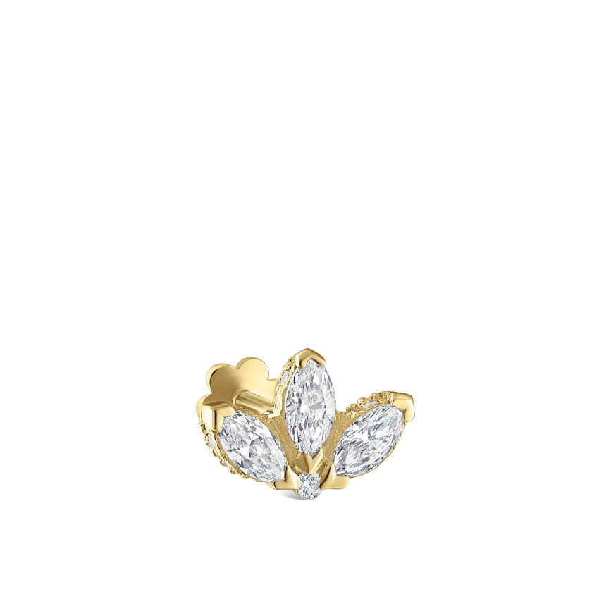 Diamond Engraved Lotus Threaded Stud Earring With Titanium Backing - Image 25