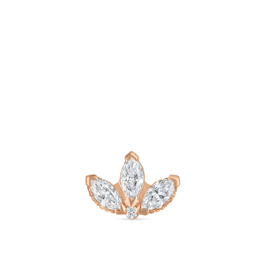 Diamond Engraved Lotus Threaded Stud Earring With Titanium Backing - Image 56