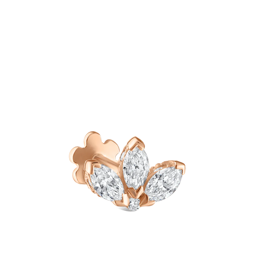 Diamond Engraved Lotus Threaded Stud Earring With Titanium Backing - Image 57
