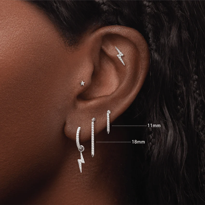 Diamond Eternity Bar Charm Threaded Stud Earring - Image 47