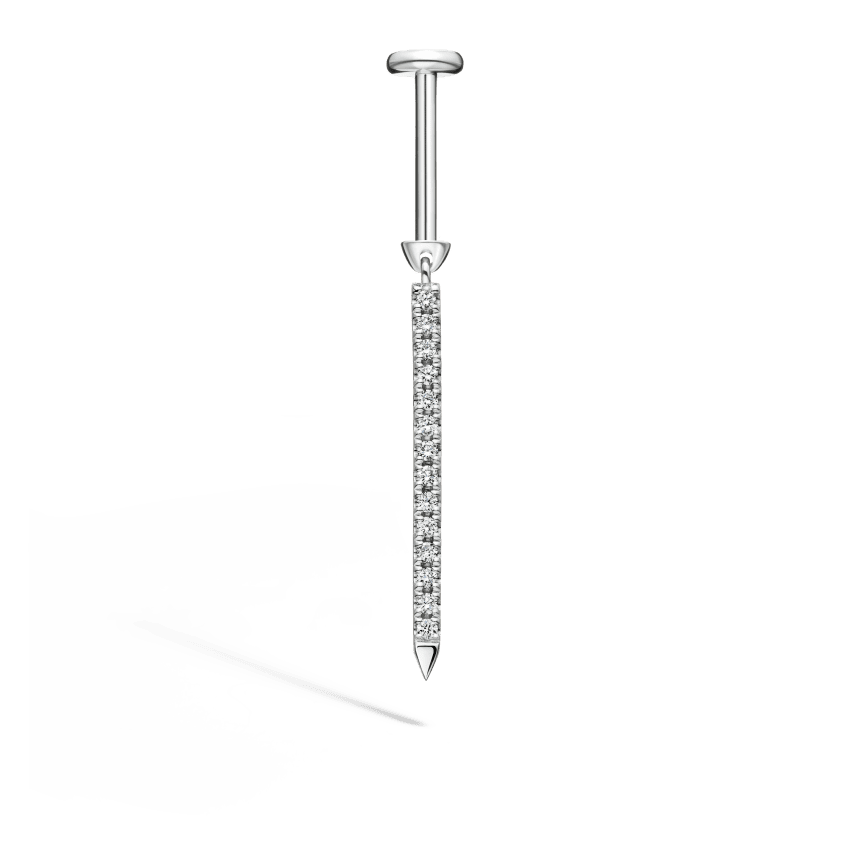 Diamond Eternity Bar Charm Threaded Stud Earring With Titanium Backing - Image 10