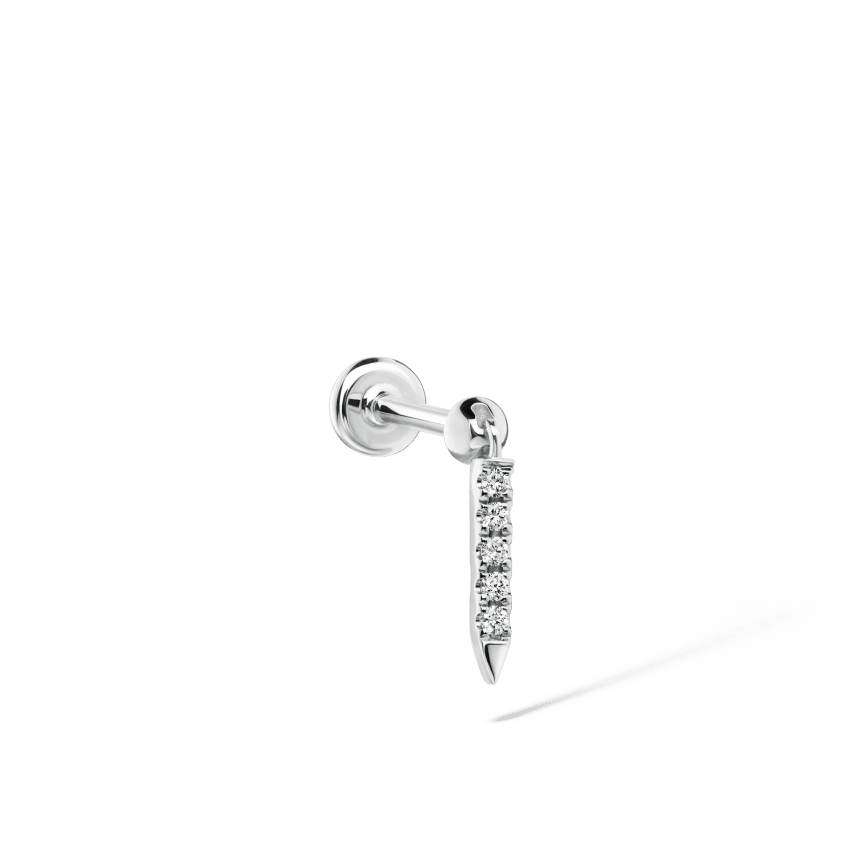 Diamond Eternity Bar Charm Threaded Stud Earring With Titanium Backing - Image 15
