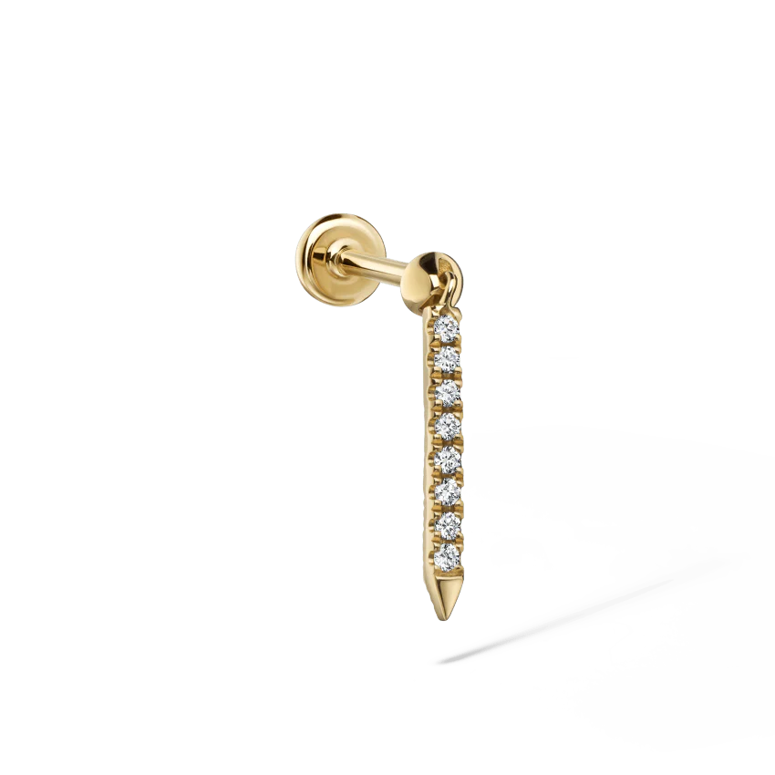 Diamond Eternity Bar Charm Threaded Stud Earring With Titanium Backing - Image 22