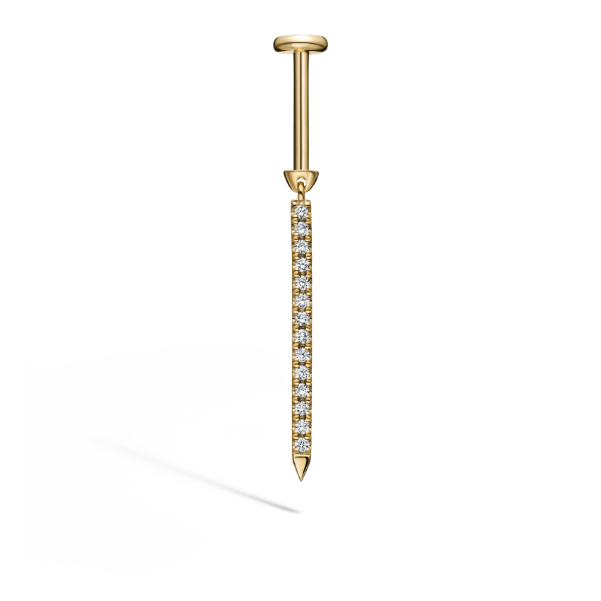 Diamond Eternity Bar Charm Threaded Stud Earring With Titanium Backing - Image 30