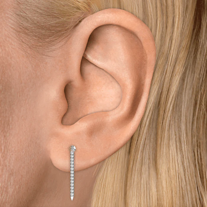 Diamond Eternity Bar Charm Threaded Stud Earring With Titanium Backing - Image 31