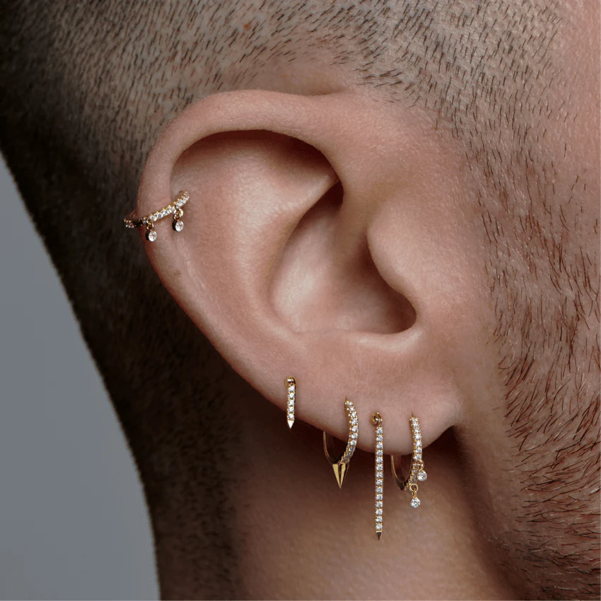 Diamond Eternity Bar Charm Threaded Stud Earring With Titanium Backing - Image 38