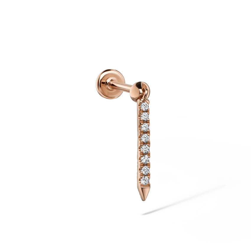 Diamond Eternity Bar Charm Threaded Stud Earring With Titanium Backing - Image 42