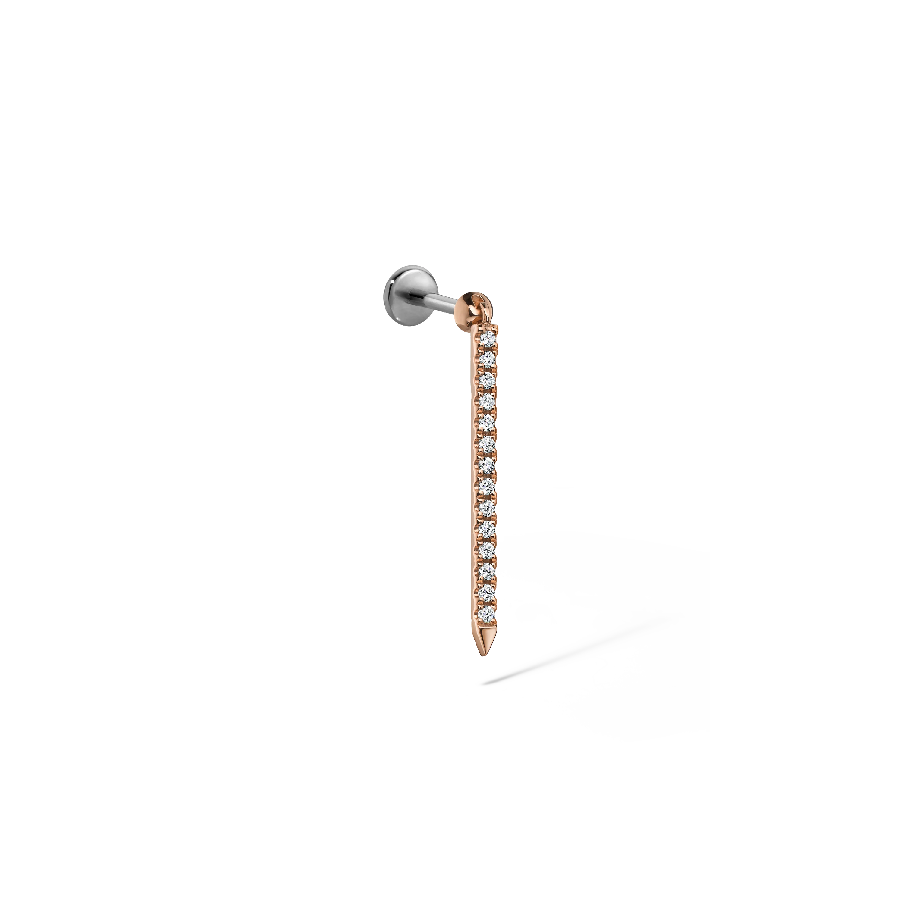 Diamond Eternity Bar Charm Threaded Stud Earring With Titanium Backing - Image 69