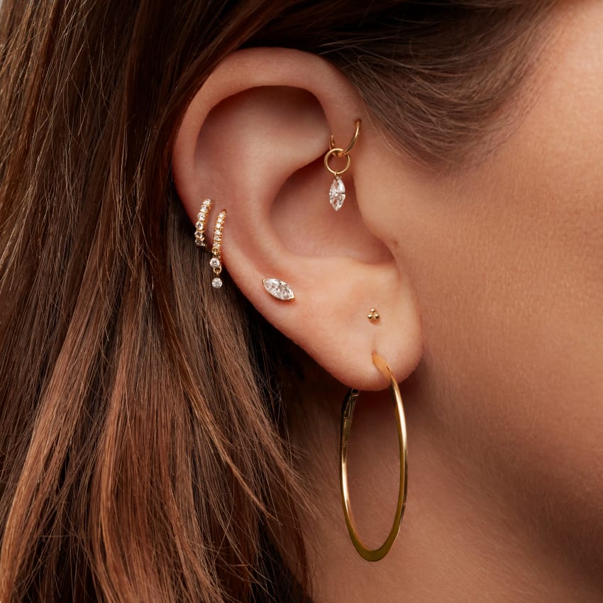 Diamond Eternity Double Dangle Hoop Earring - Image 32