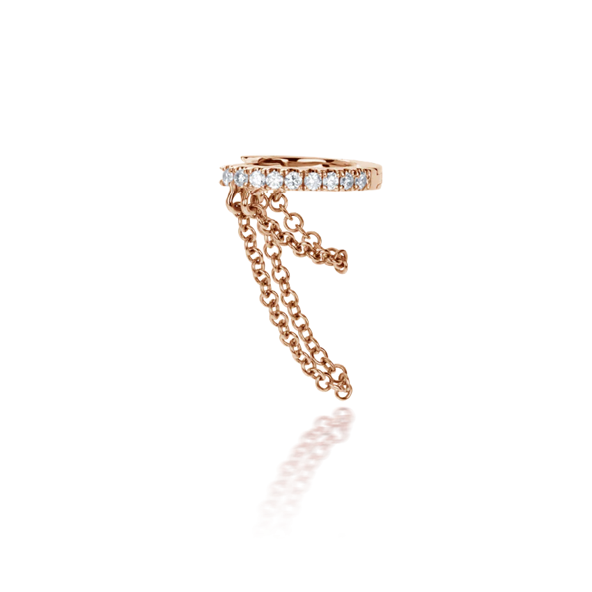 Diamond Eternity with Two Chains Hoop Earring - Image 20
