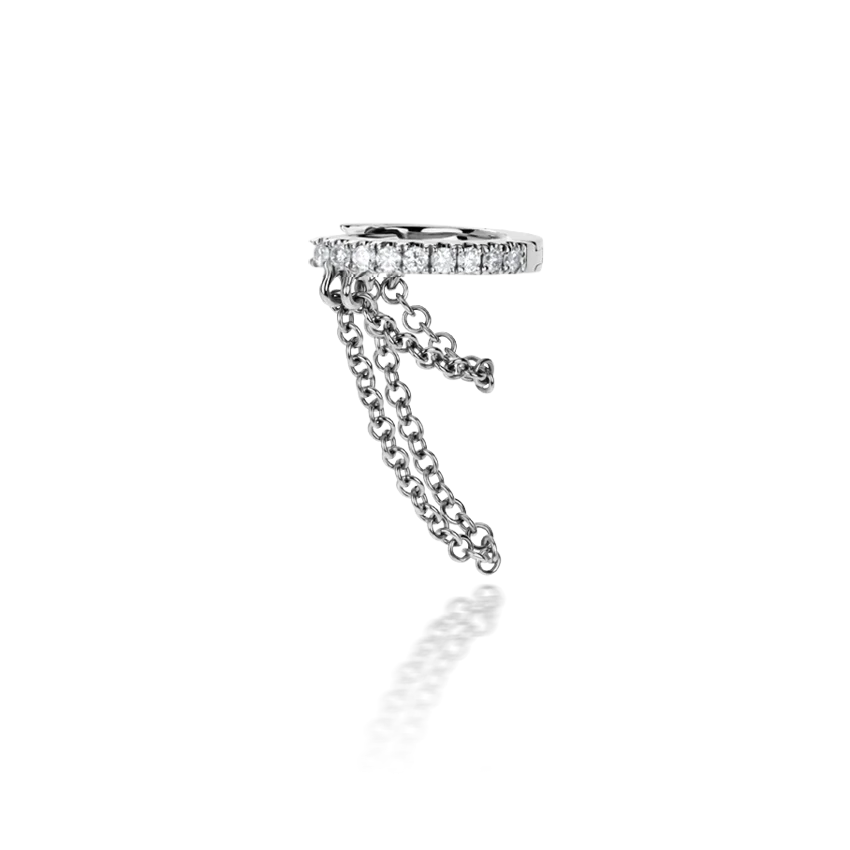 Diamond Eternity with Two Chains Hoop Earring - Image 6